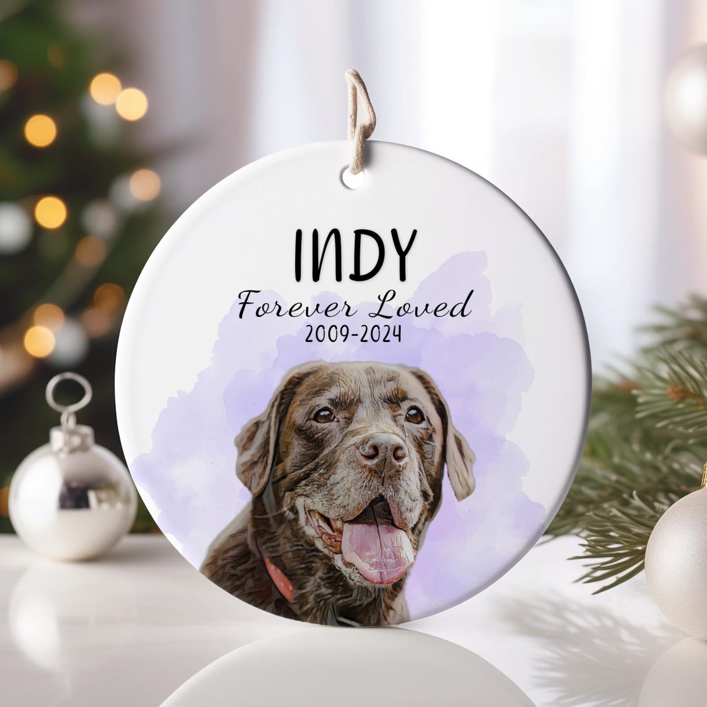 Custom Ceramic Portrait Ornament – Personalized Photo Gift for Pets & Loved Ones