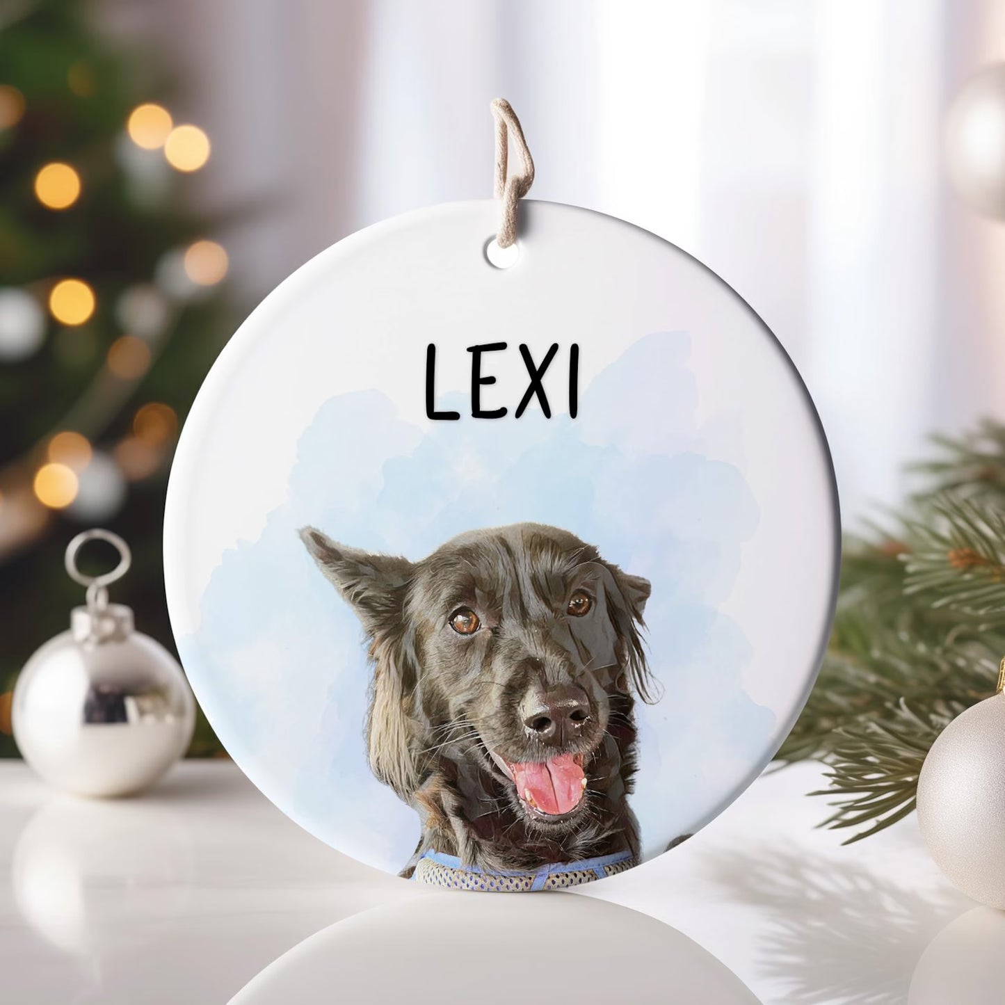 Custom Ceramic Portrait Ornament – Personalized Photo Gift for Pets & Loved Ones