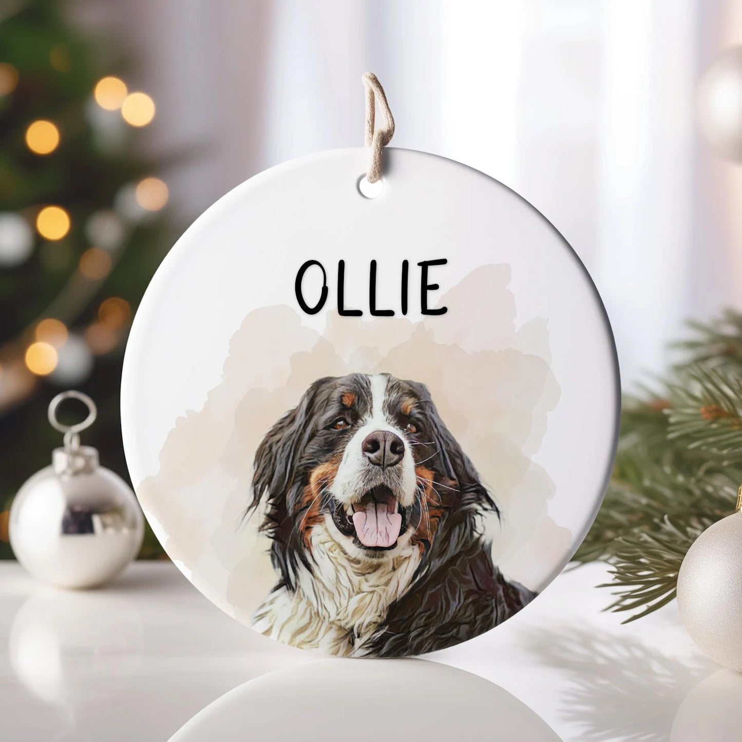 Custom Ceramic Portrait Ornament – Personalized Photo Gift for Pets & Loved Ones