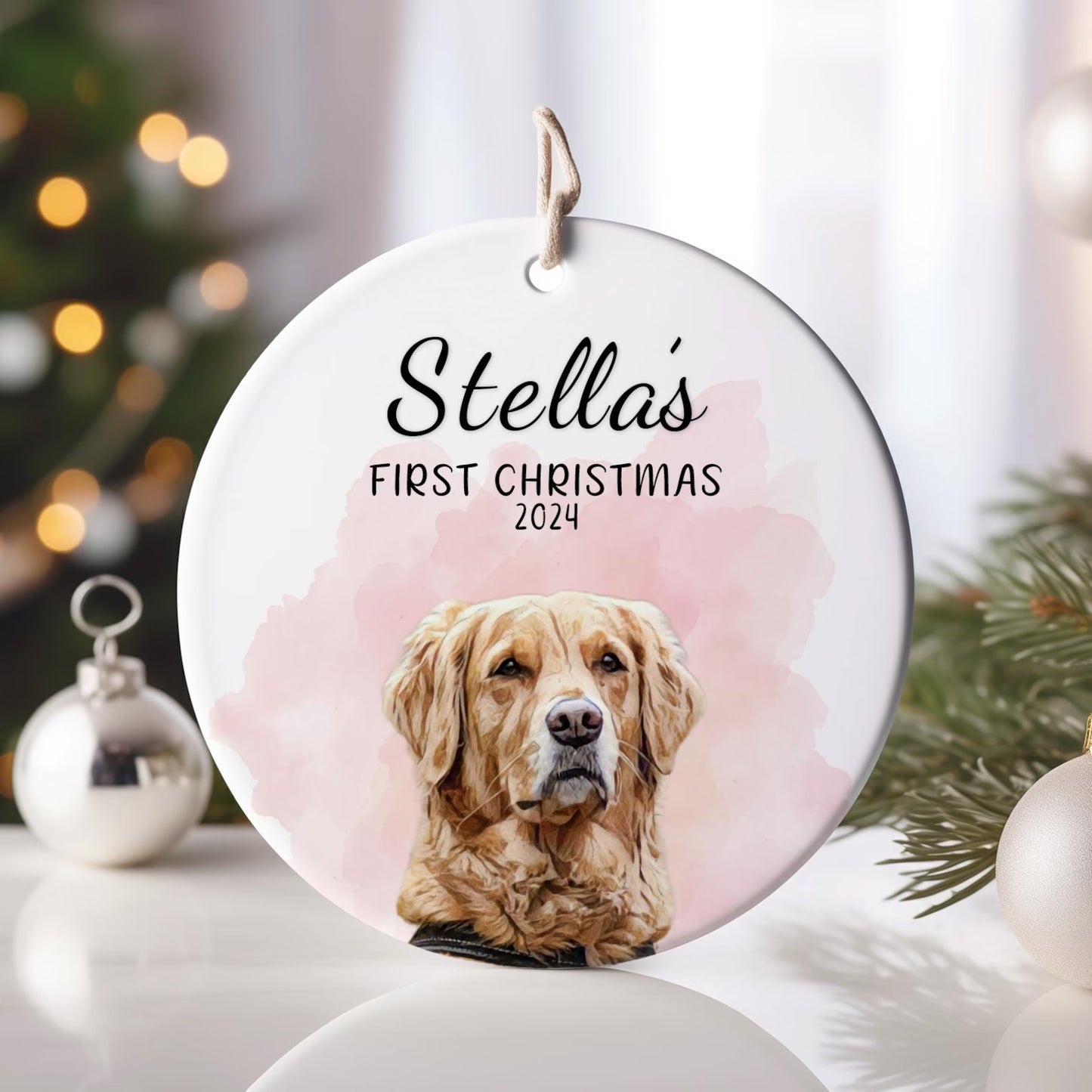 Custom Ceramic Portrait Ornament – Personalized Photo Gift for Pets & Loved Ones