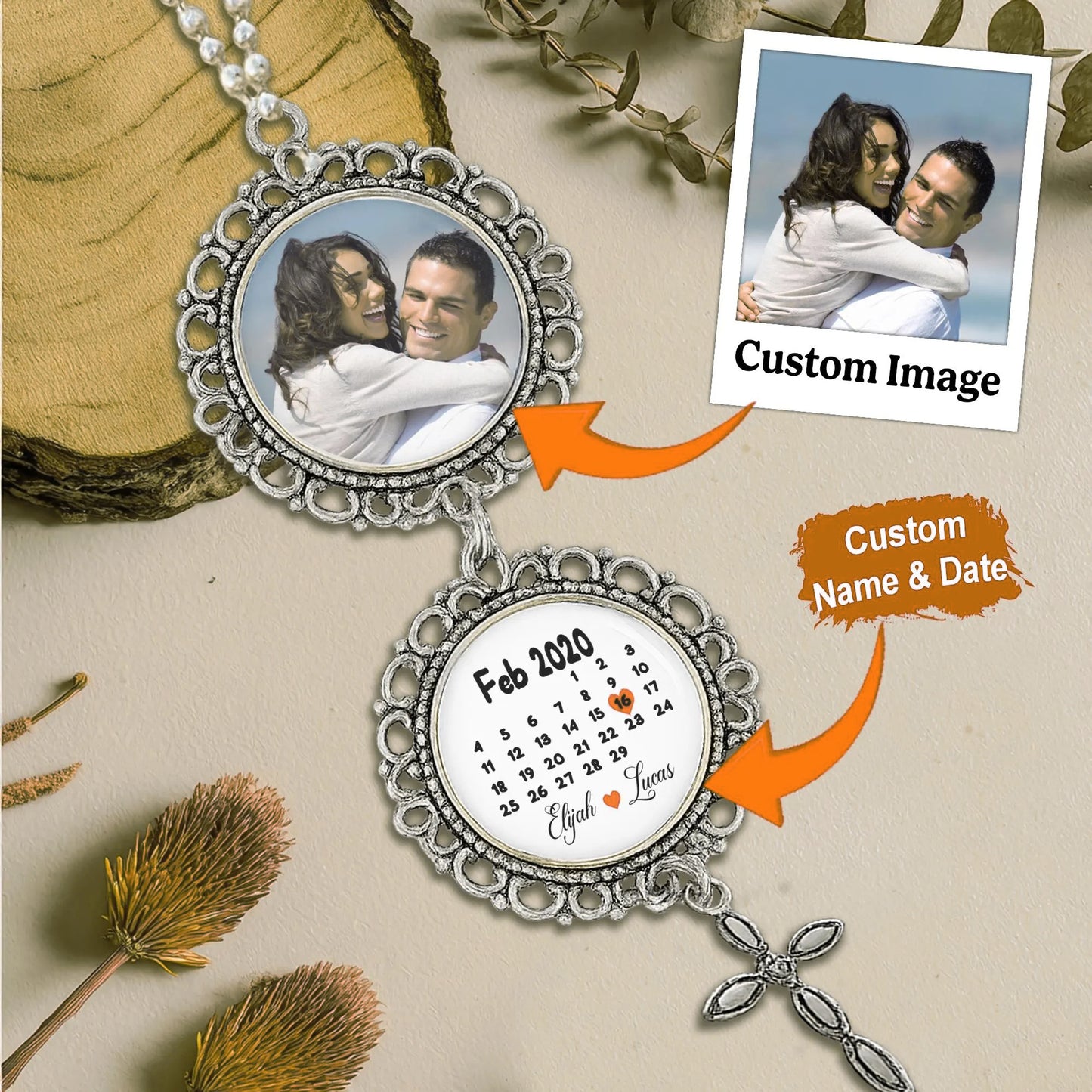 Personalized Photo Car Charm – Metal Anniversary Keepsake