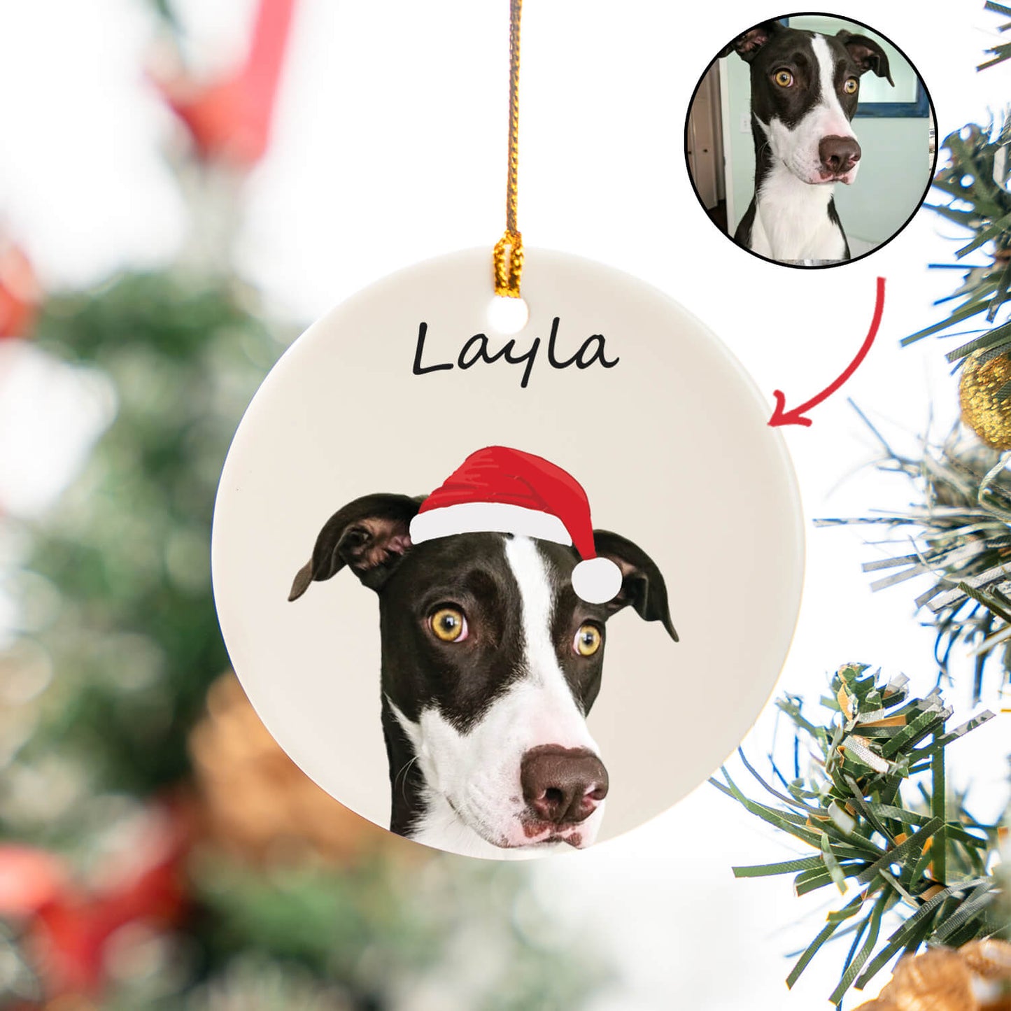 Custom Pet Portrait Ceramic Circle Ornament