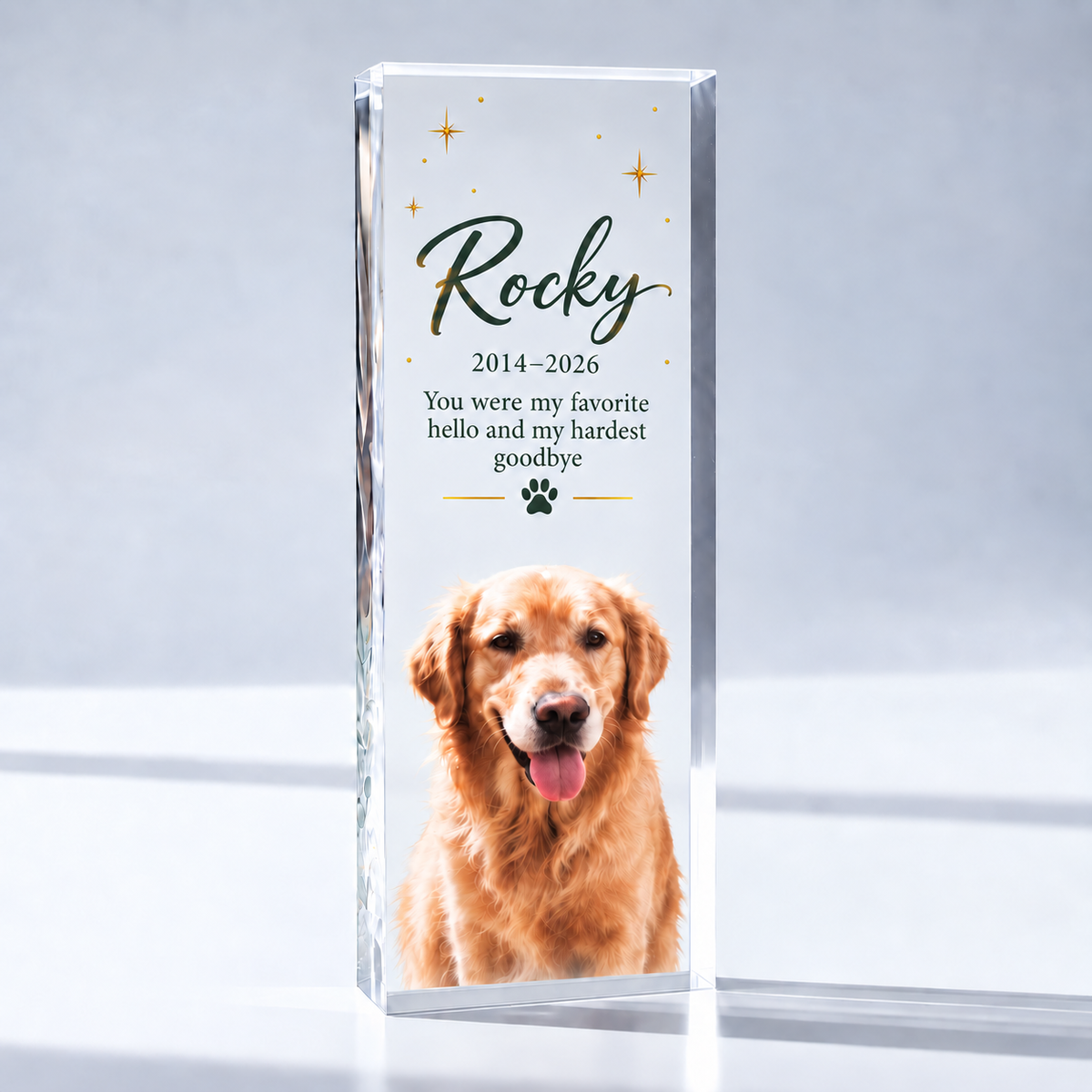 Personalized Pet Memorial Plaque | Clear Acrylic Keepsake
