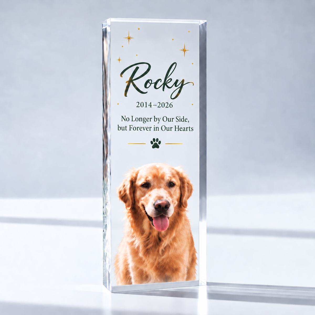 Personalized Pet Memorial Plaque | Clear Acrylic Keepsake