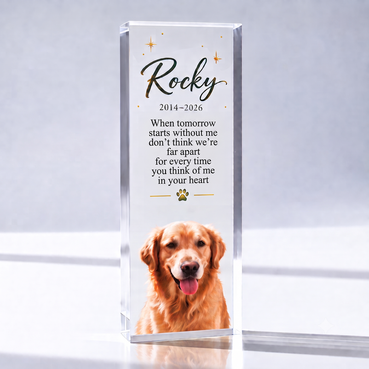 Personalized Pet Memorial Plaque | Clear Acrylic Keepsake
