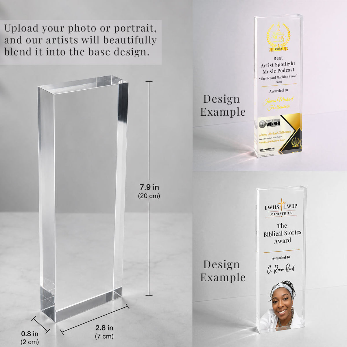 Personalized Clear Acrylic Award Plaque with Custom Base Design | Corporate Trophy