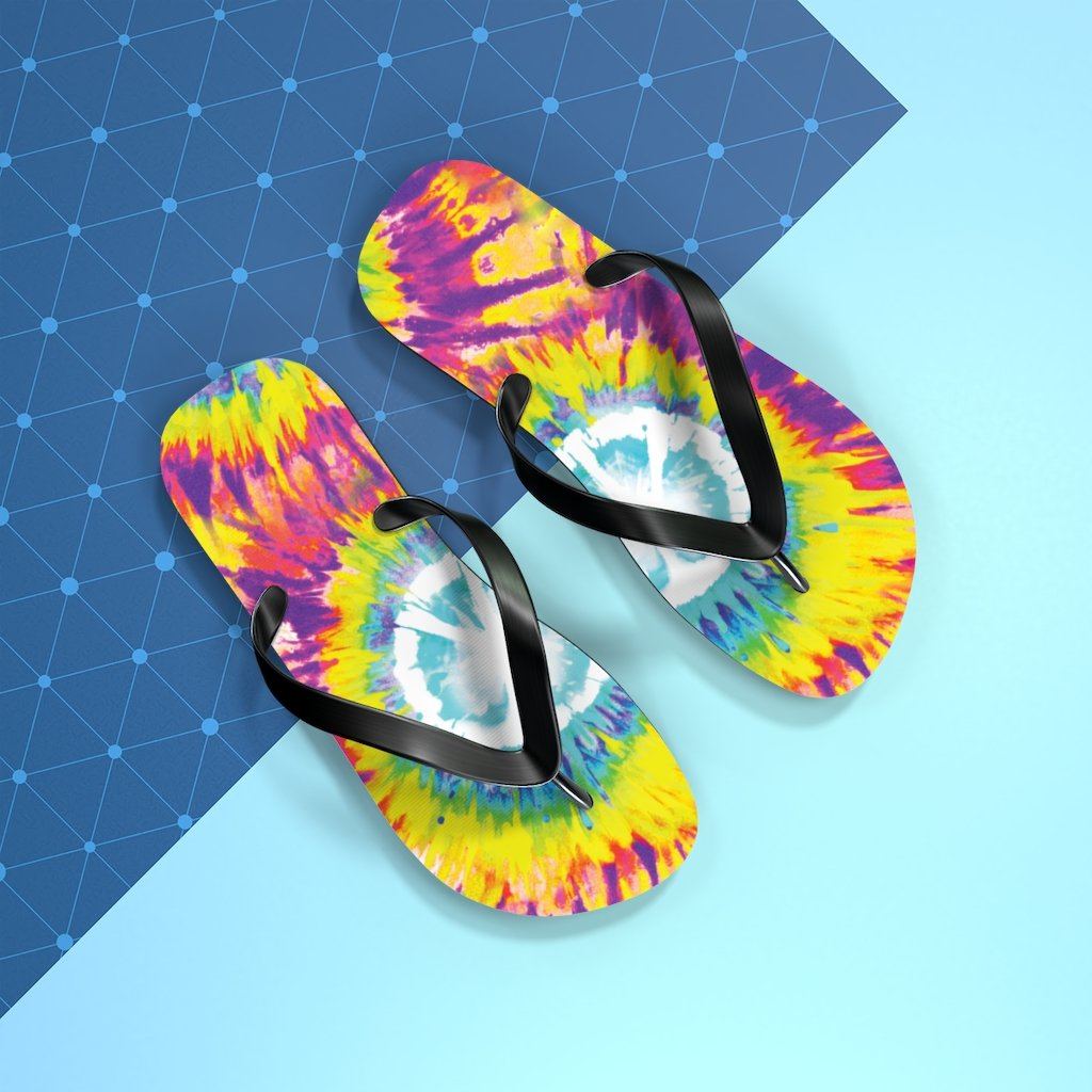 Tie Dye Unisex Flip-Flops Shoes Printify 