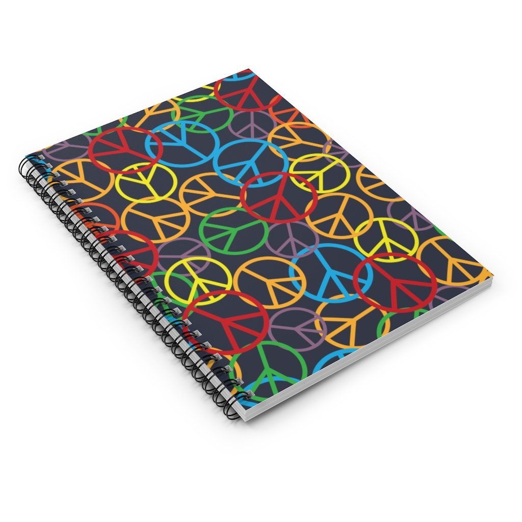 Peace Signs Pattern - Spiral Notebook - Ruled Line Paper products Printify 