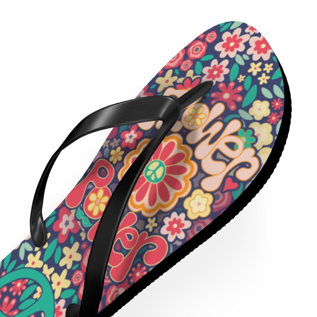 Flower Powers Unisex Flip Flops Shoes Printify 