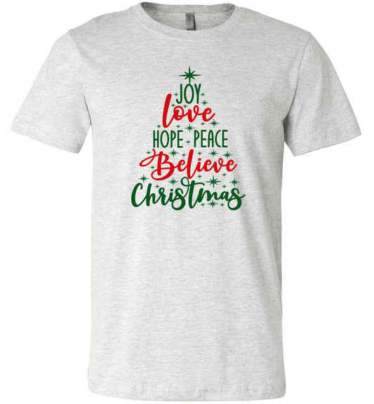 Peace Love Joy Christmas Tree- T-shirts