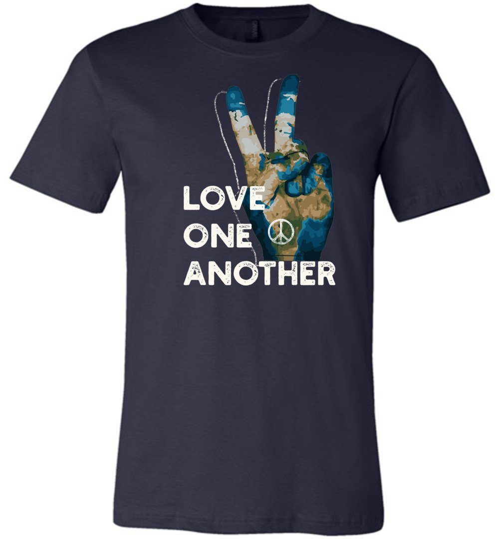 Love One Another - Peace Sign T-shirts Heyjude Shoppe Unisex T-Shirt Navy XS