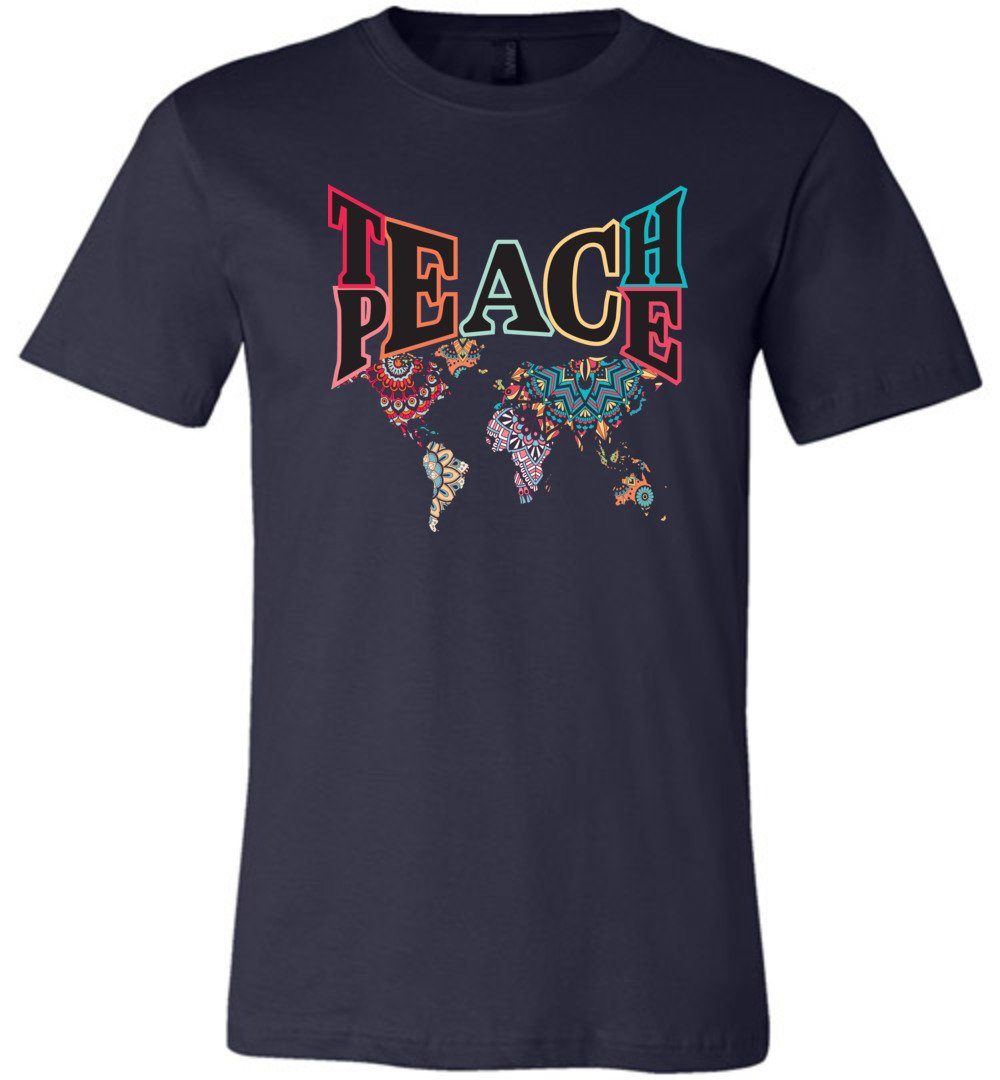 Teach Peace - T-shirts Heyjude Shoppe Unisex T-Shirt Navy XS
