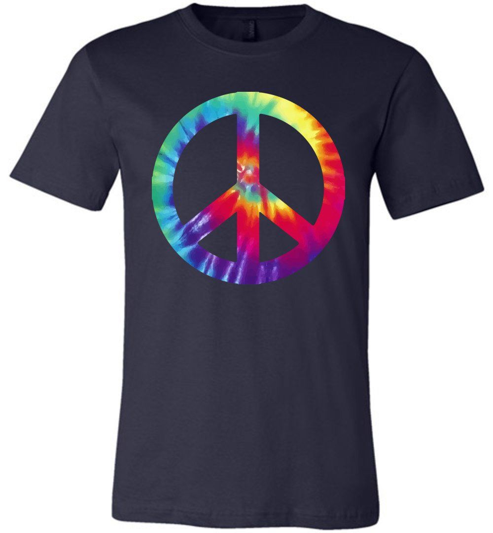 Tie Dye Peace Sign T-shirts Heyjude Shoppe Unisex T-Shirt Navy XS