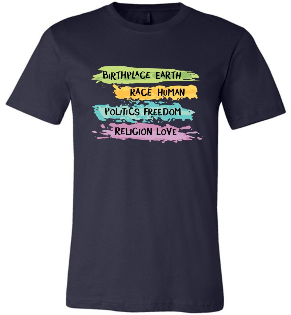 Earth - Human - Freedom - Love Youth T-shirts Heyjude Shoppe Unisex T-Shirt Navy Youth S