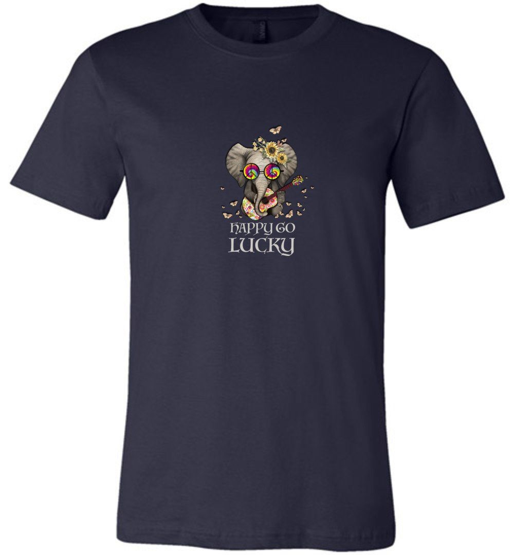 Elephant - Happy Go Lucky Youth T-Shirts Heyjude Shoppe Unisex T-Shirt Navy Youth S
