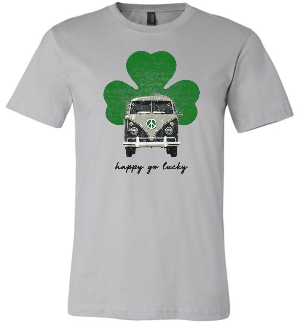 Hippie Van Go Lucky T-shirts Heyjude Shoppe Unisex T-Shirt Silver XS