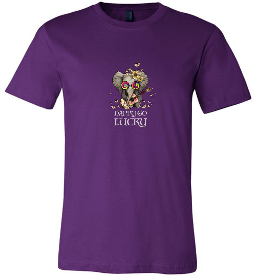 Elephant - Happy Go Lucky Youth T-Shirts Heyjude Shoppe Unisex T-Shirt Team Purple Youth S