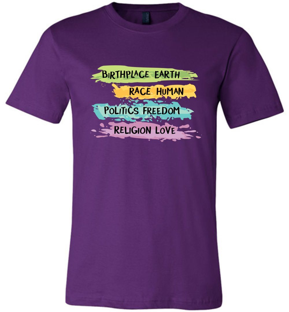 Earth - Human - Freedom - Love Youth T-shirts Heyjude Shoppe Unisex T-Shirt Team Purple Youth S
