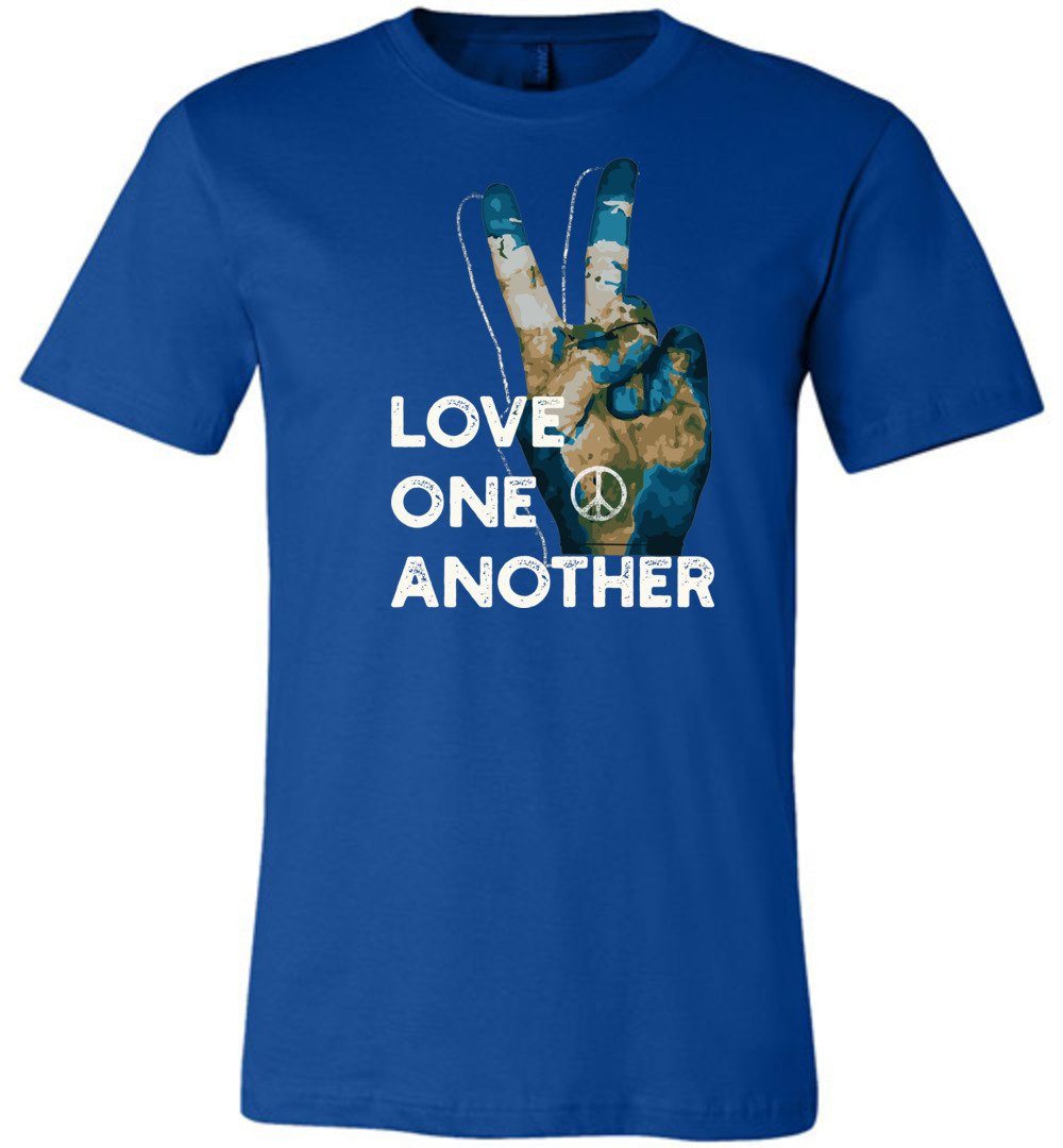 Love One Another - Peace Sign T-shirts Heyjude Shoppe Unisex T-Shirt True Royal XS