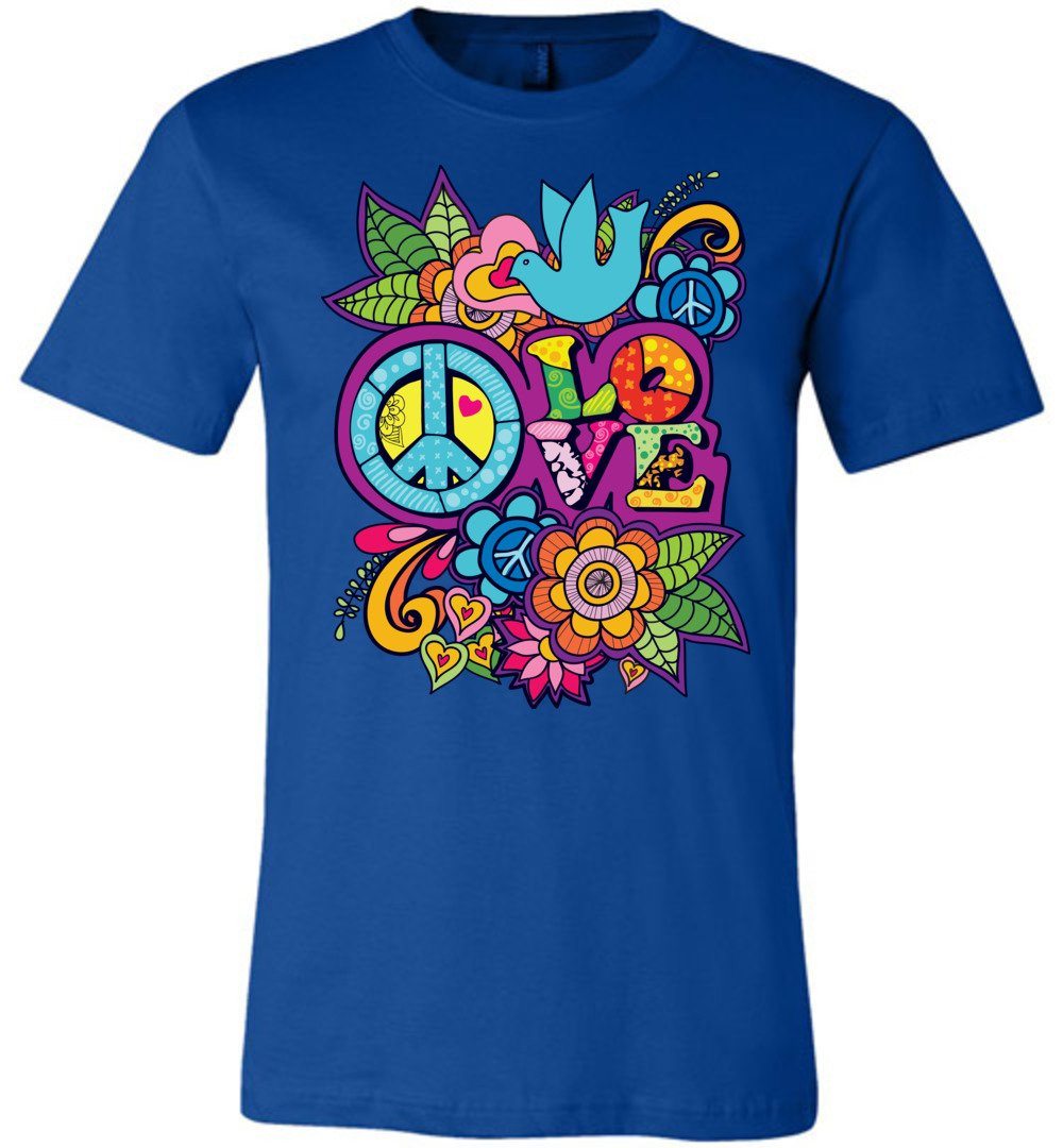 Peace And Love T-shirts Heyjude Shoppe Unisex T-Shirt True Royal XS
