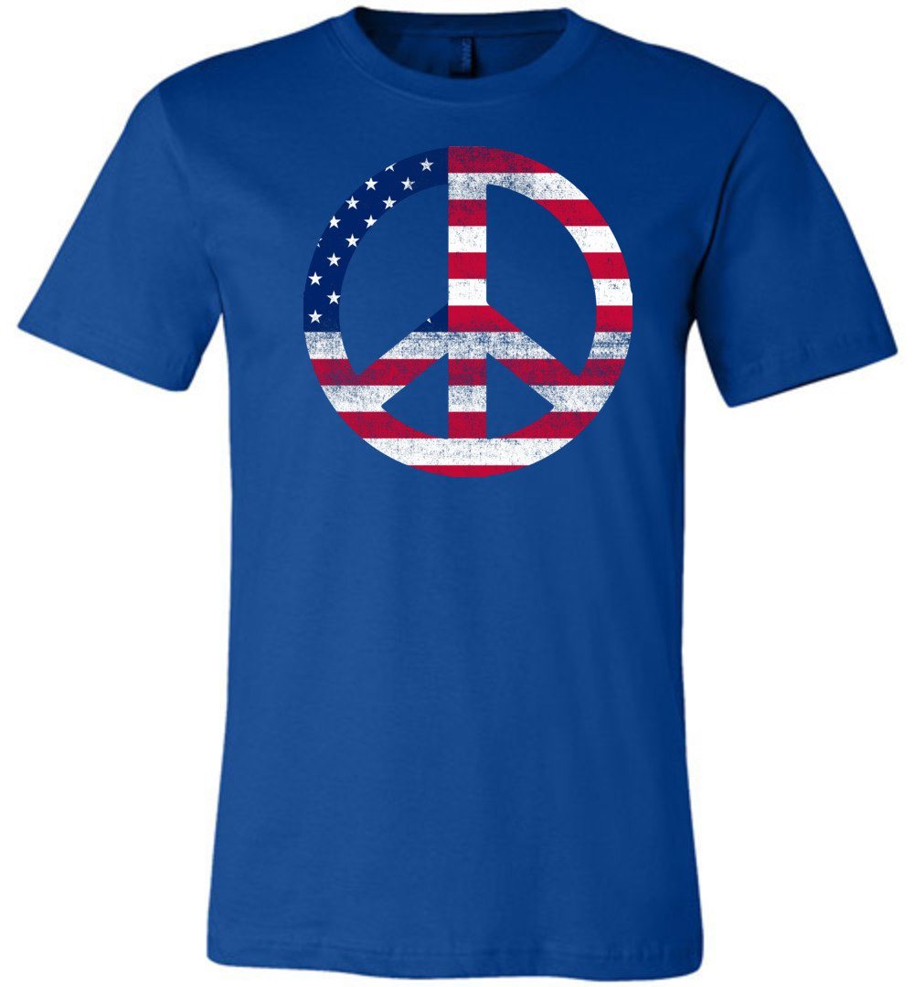Stars And Stripes Peace Sign T-Shirts Heyjude Shoppe Unisex T-Shirt True Royal XS