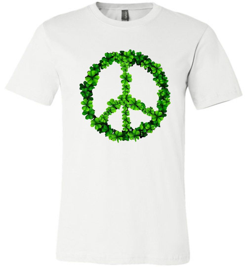 Shamrock Peace Sign T-shirts Heyjude Shoppe Unisex T-Shirt White XS