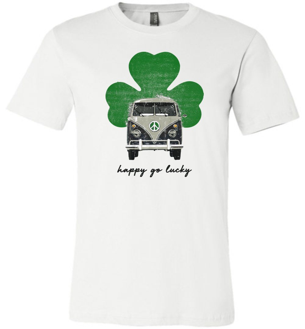Hippie Van Go Lucky T-shirts Heyjude Shoppe Unisex T-Shirt White XS