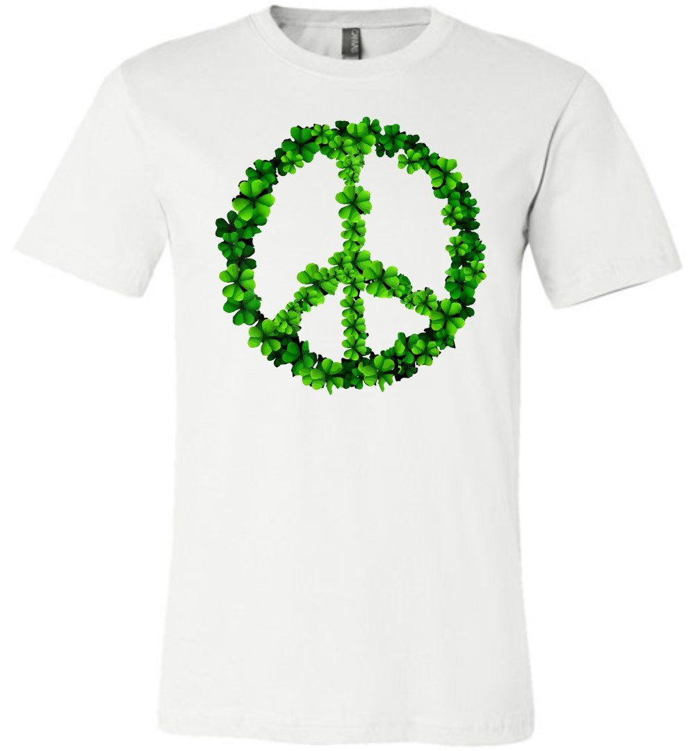 Shamrock Peace Sign T-shirts Heyjude Shoppe Unisex T-Shirt White XS