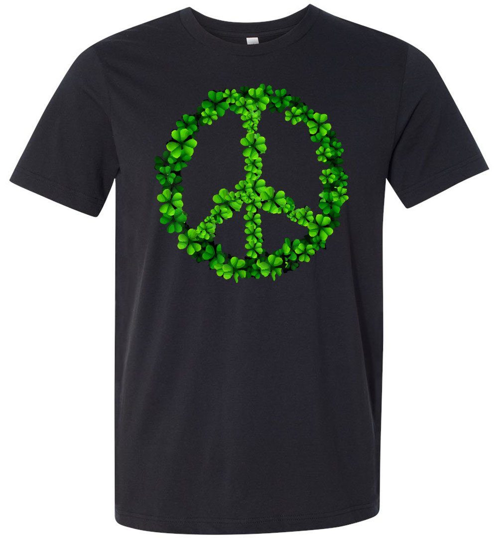 Shamrock Peace Sign T-shirts Heyjude Shoppe Unisex T-Shirt Vintage Black XS