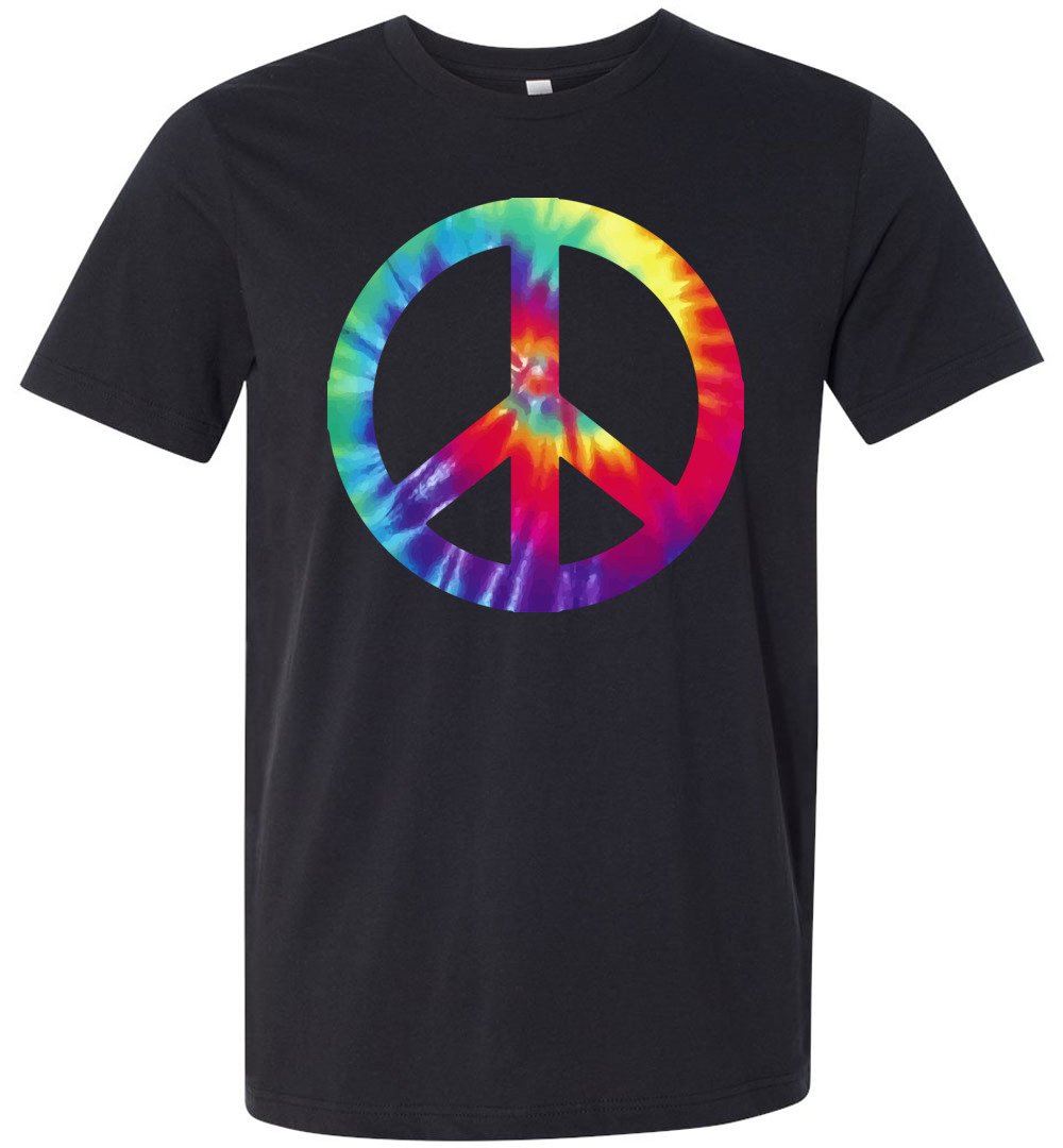 Tie Dye Peace Sign T-shirts Heyjude Shoppe Unisex T-Shirt Vintage Black XS