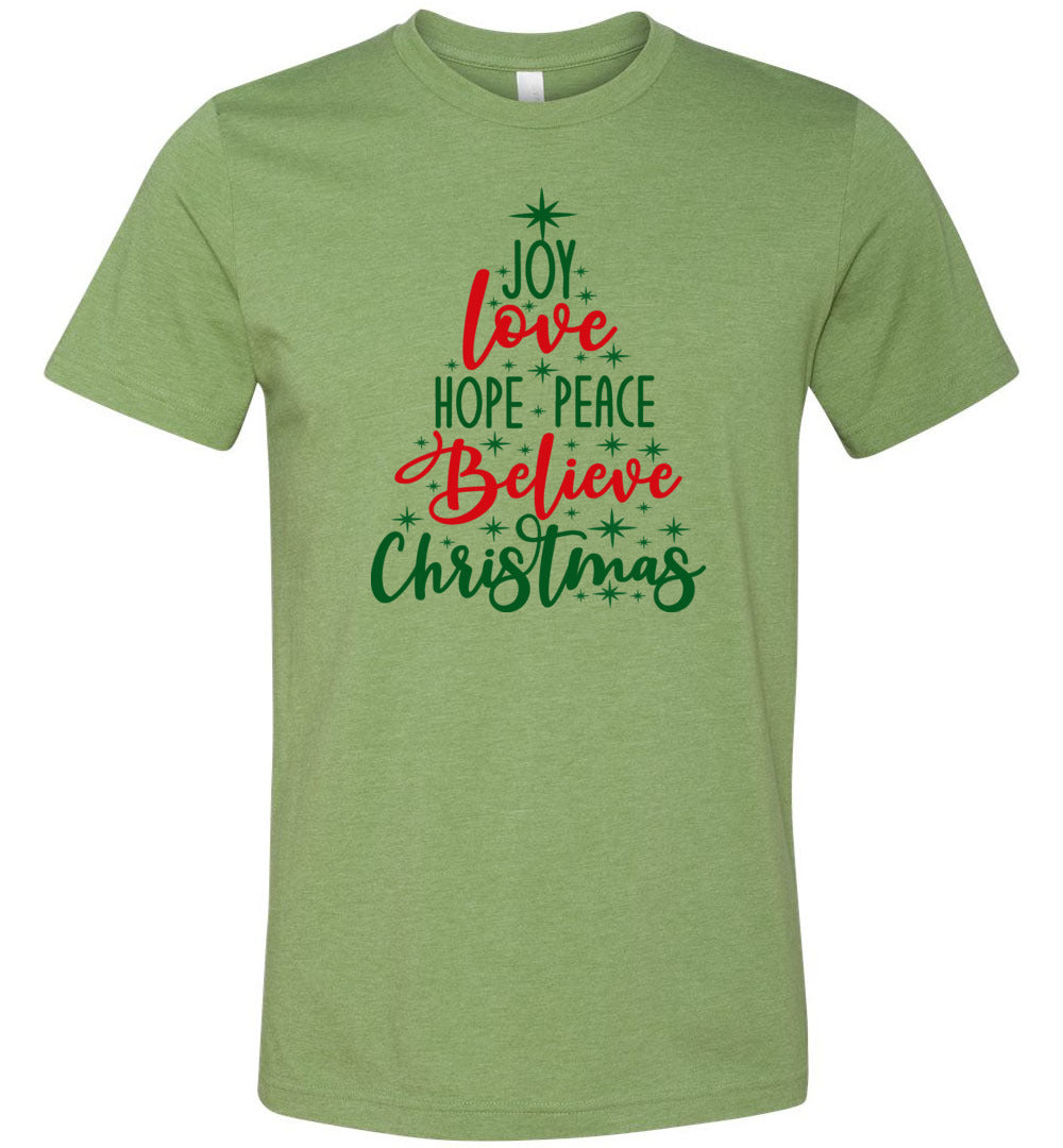 Peace Love Joy Christmas Tree- Long Sleeve T-Shirt