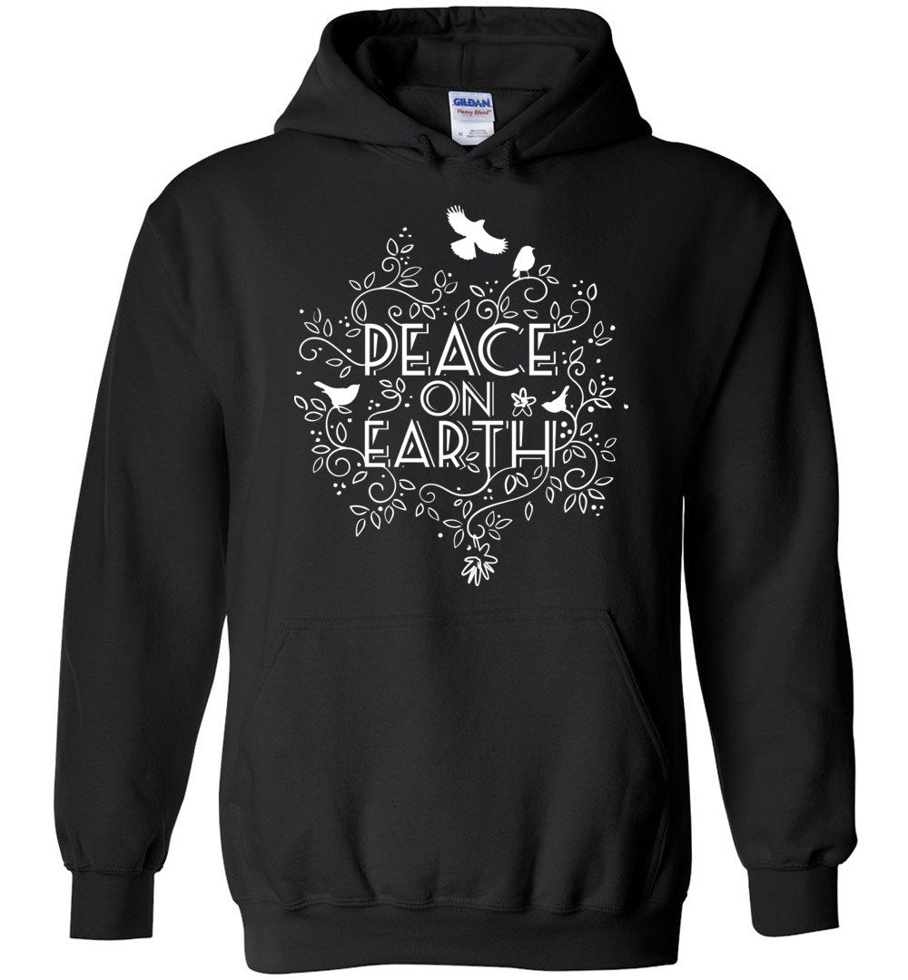 Peace On Earth Heavy Blend Hoodie Heyjude Shoppe Black S 