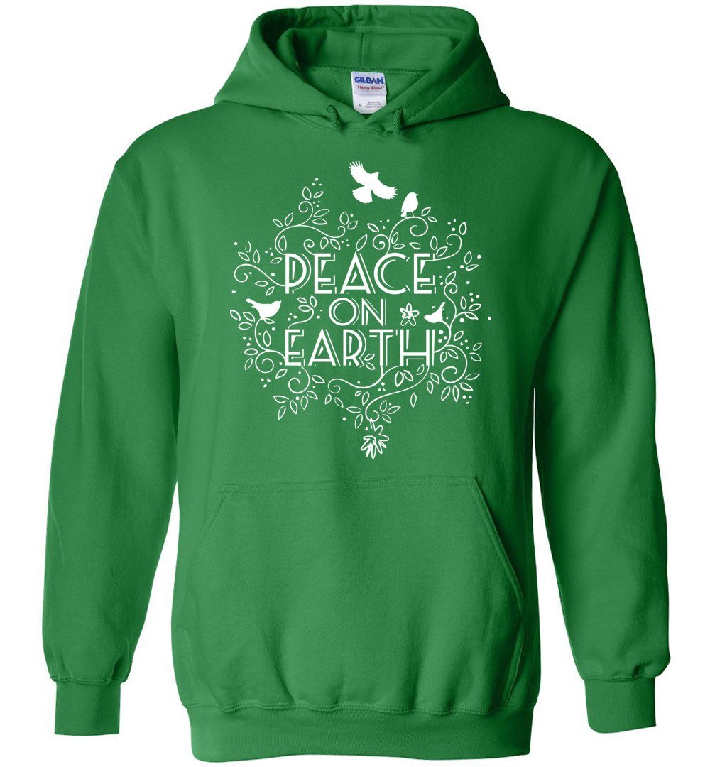 Peace On Earth Heavy Blend Hoodie Heyjude Shoppe Irish Green S 