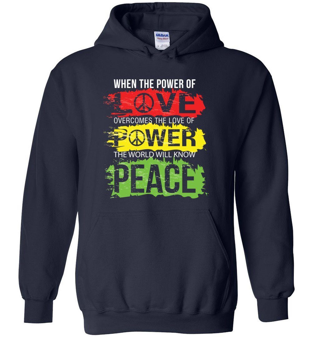 The World Will Know Peace Heavy Blend Hoodie Heyjude Shoppe Navy S 
