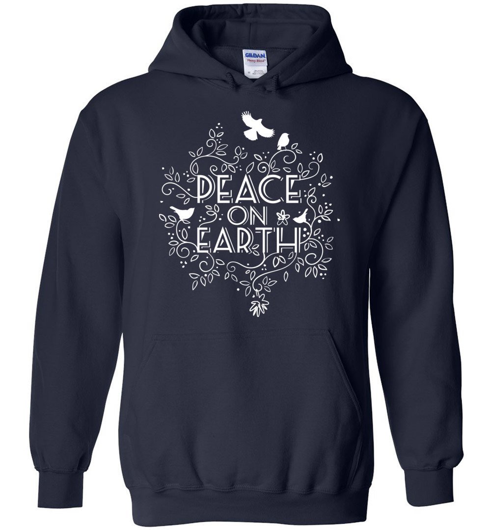 Peace On Earth Heavy Blend Hoodie Heyjude Shoppe Navy S 