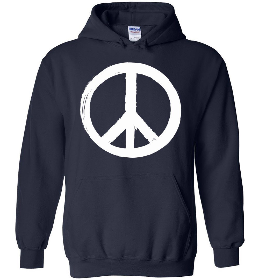 WHITE PEACE SIGN HEAVY BLEND HOODIE Heyjude Shoppe Navy S 
