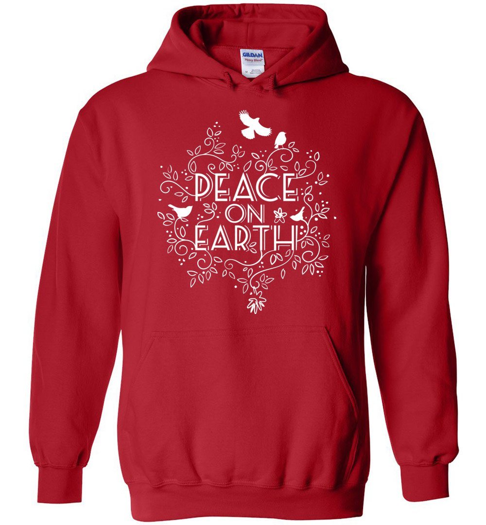 Peace On Earth Heavy Blend Hoodie Heyjude Shoppe Red S 