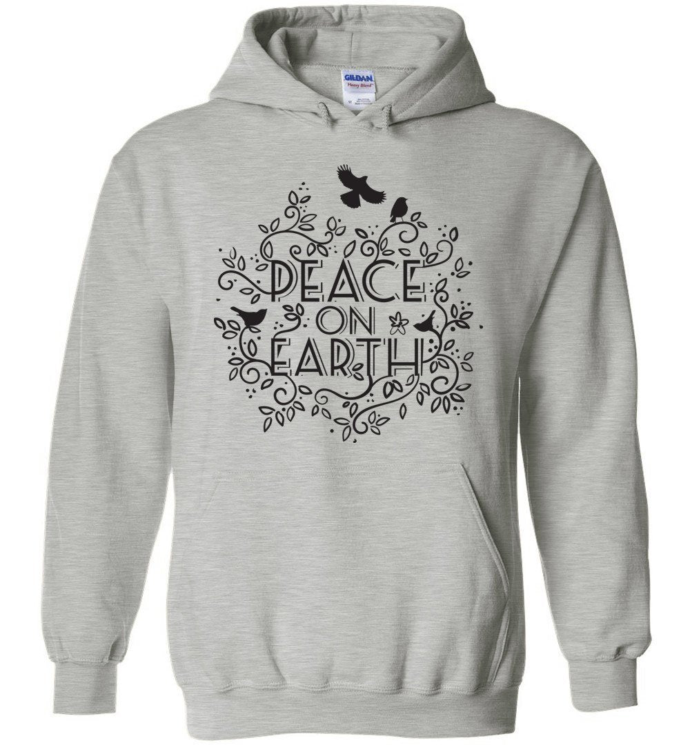 Peace On Earth Heavy Blend Hoodie Heyjude Shoppe Sports Grey S 