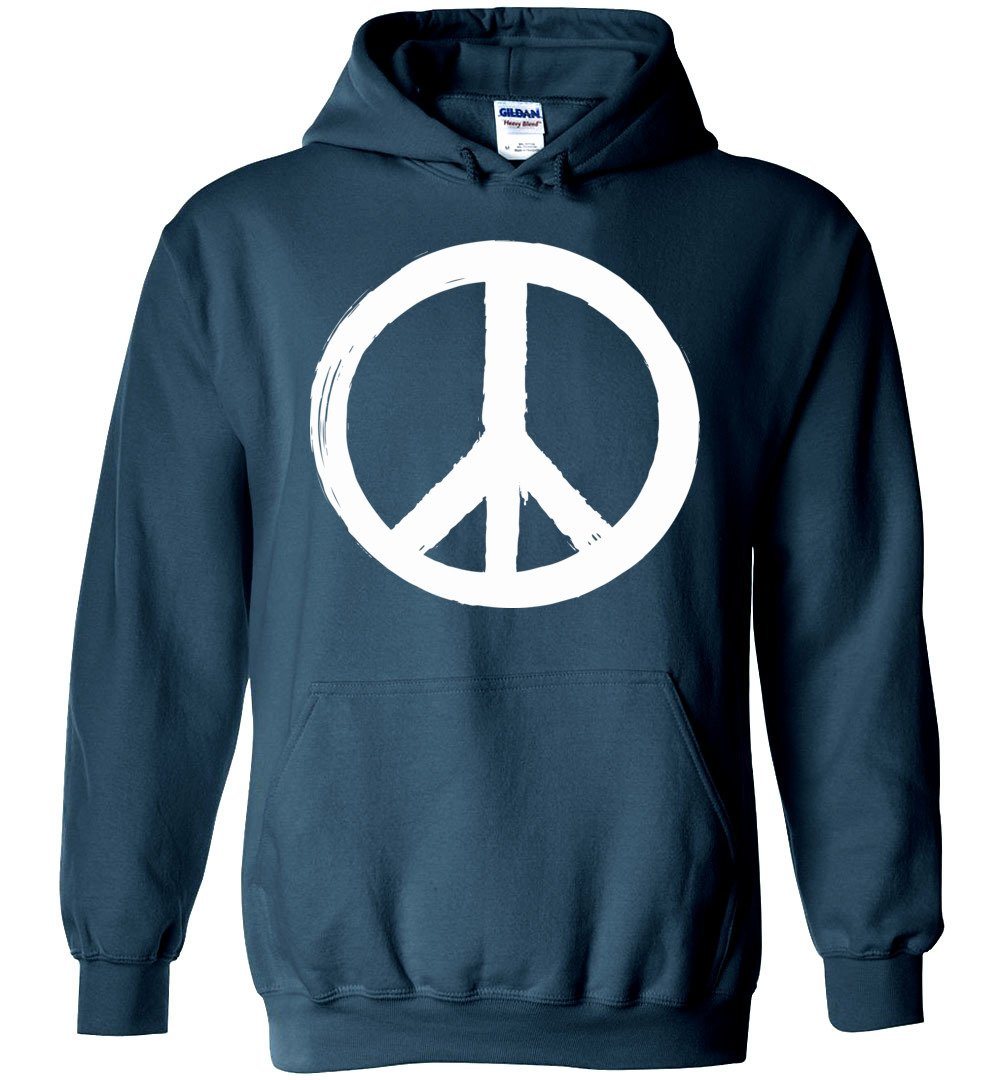 WHITE PEACE SIGN HEAVY BLEND HOODIE Heyjude Shoppe Legion Blue S 