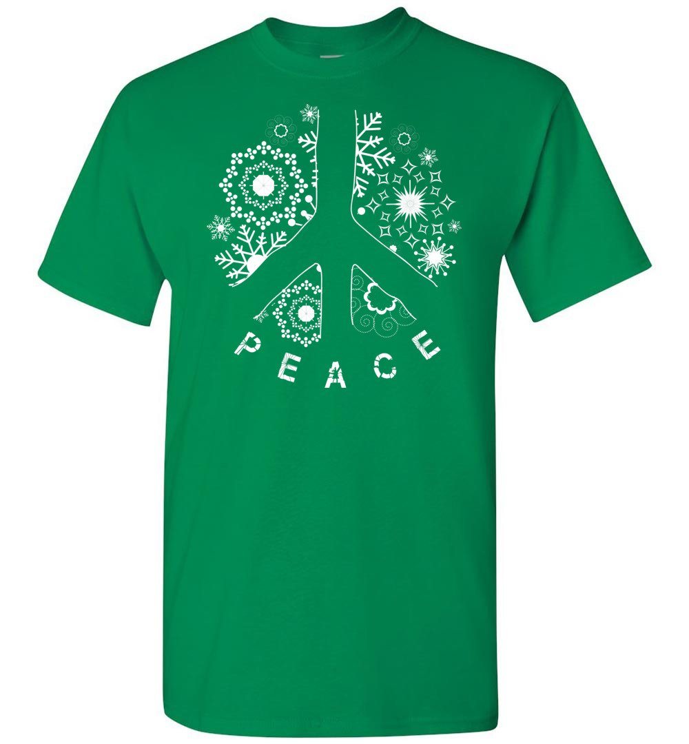 Peace Sign - Christmas Heyjude Shoppe Unisex T-Shirt Turf Green S