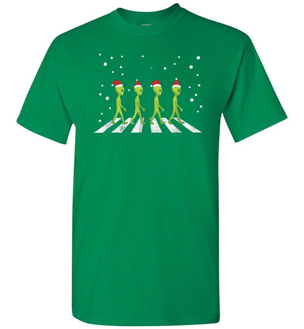 Funny Aliens Christmas Heyjude Shoppe Unisex T-Shirt Turf Green S