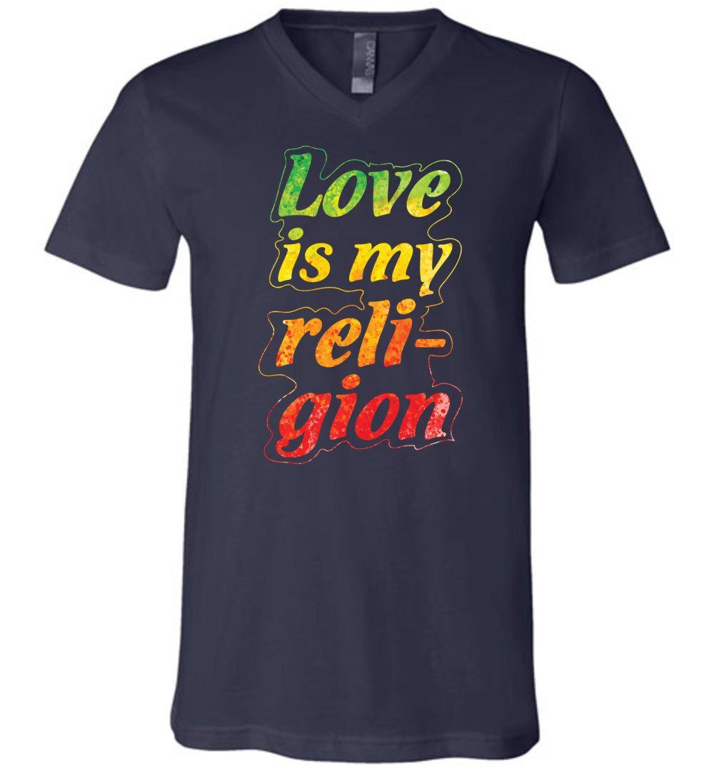 Love Is My Religion - Unisex Vneck Heyjude Shoppe Navy S 