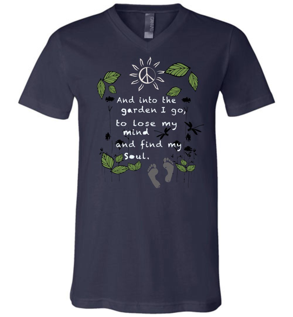 Into The Garden T-Shirts Heyjude Shoppe Unisex V-Neck Navy S