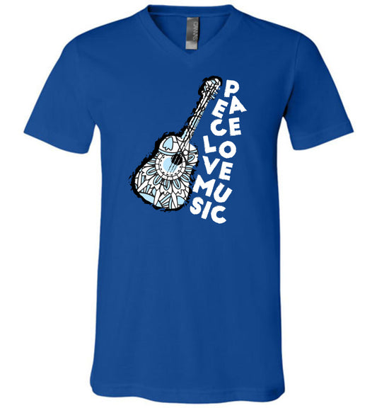 Peace Love Music Unisex V-Neck