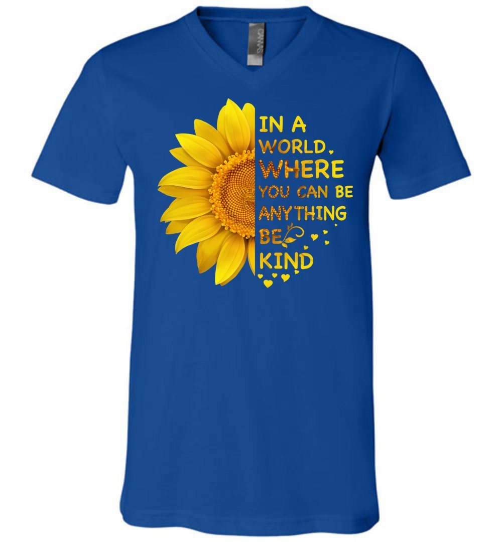 Be Kind - Sunflower T-shirts Heyjude Shoppe Unisex V-Neck True Royal S