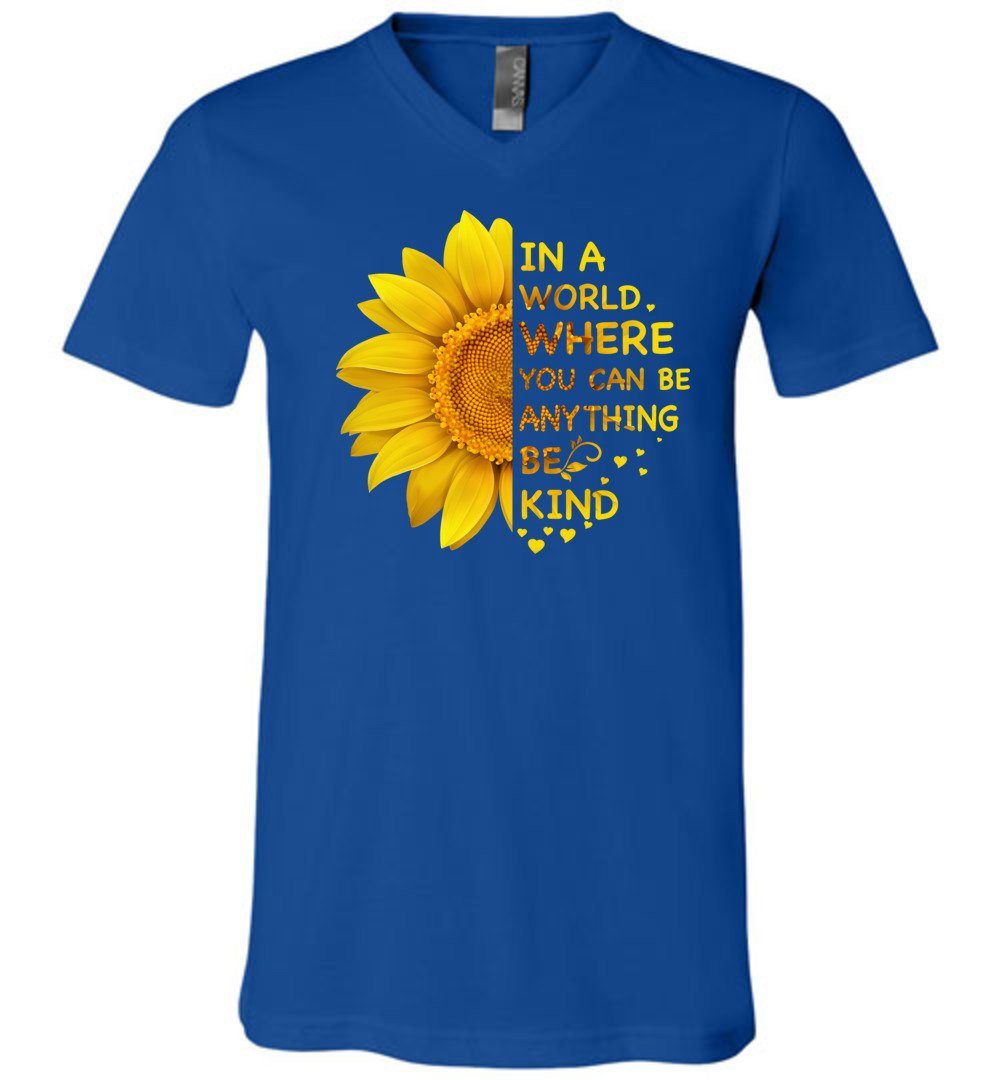 Be Kind Sunflower - Unisex Vneck Heyjude Shoppe True Royal S 