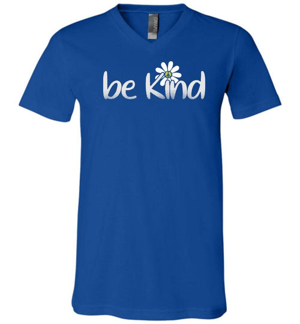 Be Kind Daisy Flower T-shirts Heyjude Shoppe Unisex V-Neck True Royal S
