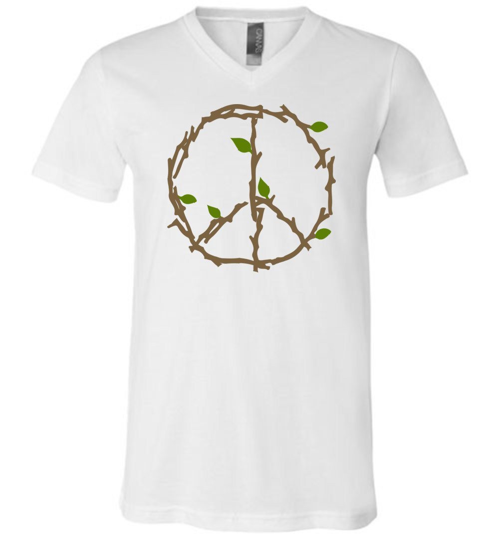 Branches And Leaves T-shirts Heyjude Shoppe V-Neck Tee White S