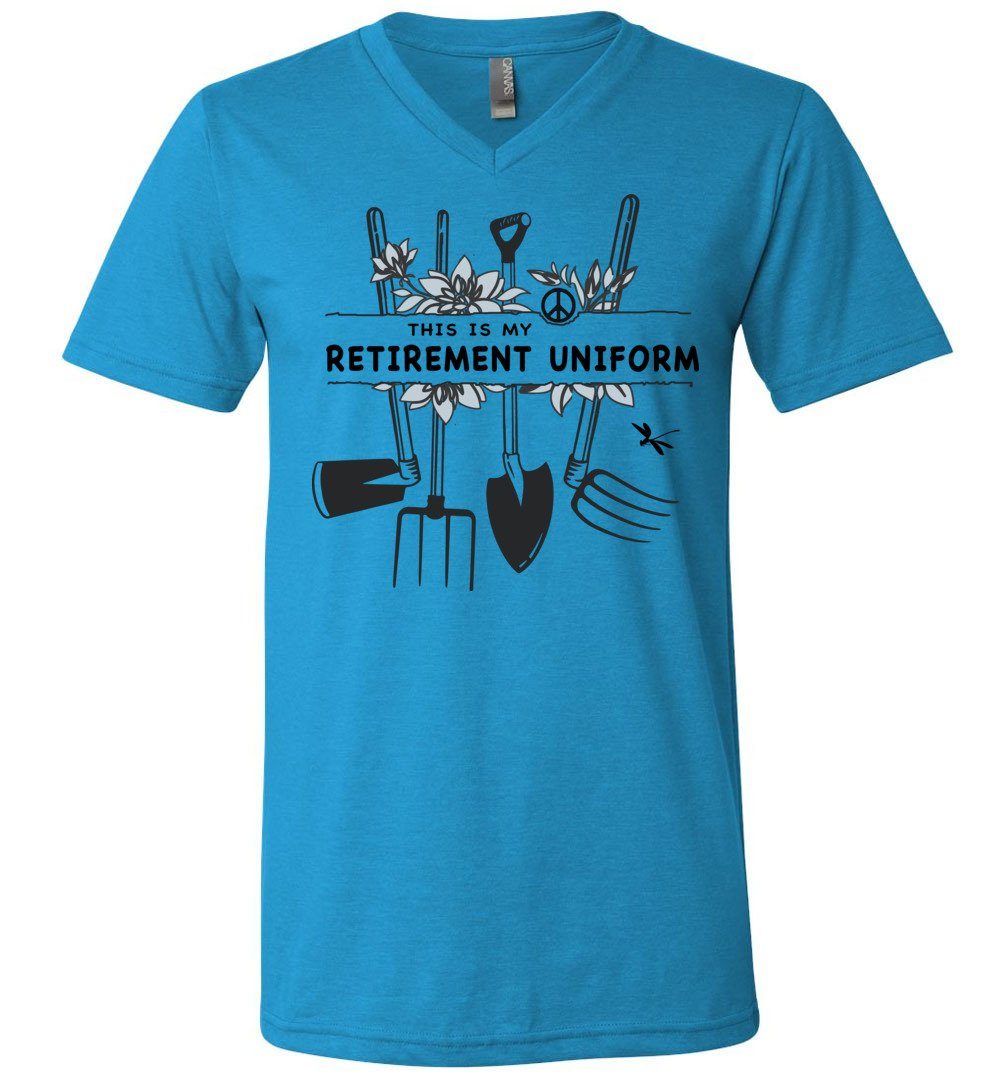 Funny Gardening T-shirts Heyjude Shoppe Unisex V-Neck Neon Blue S