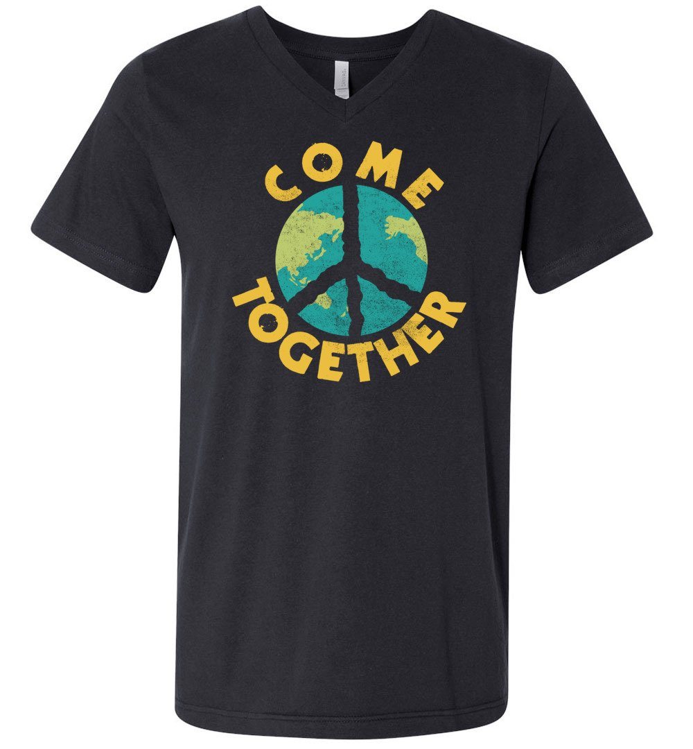 Come Together T-shirts Heyjude Shoppe Unisex V-Neck Vintage Black S